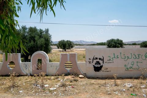 June 13, 2014: Tags and graffiti by young people on the streets of Menzel Bouzaiane, one of the cities in southern Tunisia at the heart of the 2011 revolution
