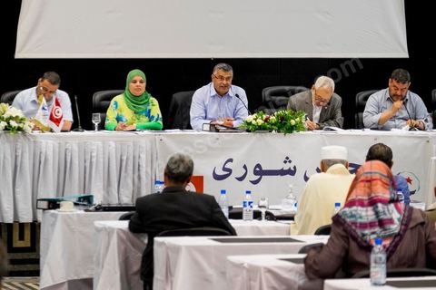 14 juin 2014 : réunion du Conseil de la Choura du parti islamiste Ennahdha dans un hôtel de la Banlieue nord de Tunis. Réunion sur la préparation des élections législatives et présidentielles de octobre te novembre 2014 et elctions du nouveau bureau politique du parti. 
