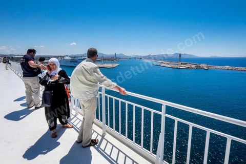 On the bridge of the vessel from Marseille.  Aboard the new vessel Tanit de la CTN (Tunisian Company of Navigation) going Marseille to Tunis. The return of the Tunisian immigrants in France every summer represents a tourist and financial basket very important for Tunisia. The number of Tunisians of the foreigner would be close to 1,5 millions that is 13 % of the Tunisian population, are 60 % to be lived in France and 82 % in Europe, The summer represents 55 % of the 1,75 million Tunisians' annual entrances of the foreigner.