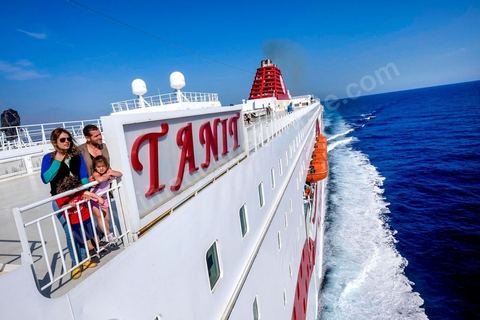 Passengers on the bridge in the approach of Tunisia. Aboard the new vessel Tanit de la CTN (Tunisian Company of Navigation) going Marseille to Tunis. The return of the Tunisian immigrants in France every summer represents a tourist and financial basket very important for Tunisia. The number of Tunisians of the foreigner would be close to 1,5 millions that is 13 % of the Tunisian population, are 60 % to be lived in France and 82 % in Europe, The summer represents 55 % of the 1,75 million Tunisians' annual entrances of the foreigner.