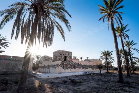 Oeuvres de l'artiste tunisien SHOOF pour le Projet DjerbaHood : après la Tour Paris 13, la team Itinerrance dépose ses valises dans un village traditionnel de l’île de Djerba, Erriadh. Depuis le début du mois de juillet, le village d’Erriadh se métamorphose petit à petit pour devenir un véritable musée à ciel ouvert. Une sélection d’artistes des quatre coins du monde ont été invités à s’exprimer dans ce décor unique à l’architecture authentique : murs blancs, portes bleues turquoises, dômes, veilles constructions et divers lieux abandonnés, autant de possibilités qui donneront naissance à des créations uniques aux couleurs locales.