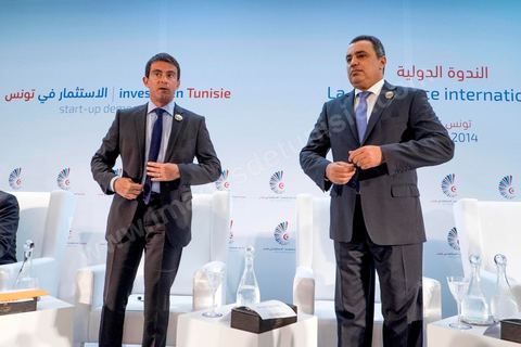 September 8, 2014: Prime Ministers Manuel Valls (France) and Mehdi Jomaa (Tunisia) took their seats at the “Investing in Tunisia, Start-Up Democracy” conference, organized by Tunisia and France and attended by representatives from numerous countries. During the conference, Tunisia presented 20 major investment projects across several sectors, including new technologies, renewable energy, industry, tourism, and trade.