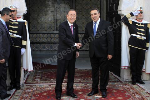 10 octobre 2014 : Visite du Secrétaire Général de l'ONU M. Ban Ki-Moon à Tunis ce vendredi 10 octobre. Rencontre avec le Premier Ministre Mehdi Jomaa à la Kasbah