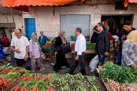October 16, 2014: Samir Taieb, a member of the National Constituent Assembly (ANC) and the lead candidate on the Tunis 1 list for the Union for Tunisia (UPT) party in the legislative elections, campaigning at the Kabaria market. Kabaria is one of the most disadvantaged neighborhoods in the southern suburbs of Tunis; social tensions and grievances are widespread in these neighborhoods, where residents are often disillusioned with politics. Grassroots outreach has the merit of giving them hope and convincing them to go to the polls. 