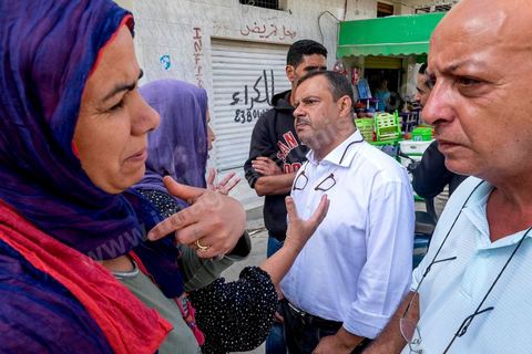 October 16, 2014: Samir Taieb, a member of the National Constituent Assembly (ANC) and the lead candidate on the Tunis 1 list for the Union for Tunisia (UPT) party in the legislative elections, campaigning at the Kabaria market. Kabaria is one of the most disadvantaged neighborhoods in the southern suburbs of Tunis; social tensions and grievances are widespread in these neighborhoods, where residents are often disillusioned with politics. Grassroots outreach has the merit of giving them hope and convincing them to go to the polls. 