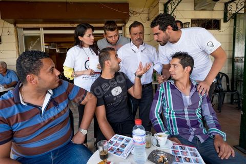 October 16, 2014: Samir Taieb, a member of the National Constituent Assembly (ANC) and the lead candidate on the Tunis 1 list for the Union for Tunisia (UPT) party in the legislative elections, campaigning at the Kabaria market. Kabaria is one of the most disadvantaged neighborhoods in the southern suburbs of Tunis; social tensions and grievances are widespread in these neighborhoods, where residents are often disillusioned with politics. Grassroots outreach has the merit of giving them hope and convincing them to go to the polls. 