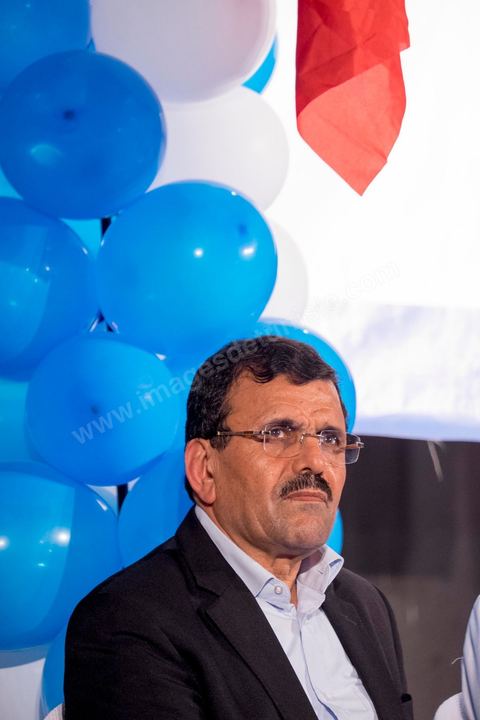 October 17, 2014: Rally held by the Islamist Ennahdha Party in the sports hall of the working-class neighborhood of Ezzouhour, a western suburb of Tunis, to present the “Tunis 1” slate led by Ali Larayedh, former interior minister and prime minister, for the campaign leading up to the October 26 legislative elections. 