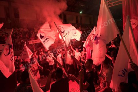 October 17, 2014: Rally held by the Islamist Ennahdha Party in the sports hall of the working-class neighborhood of Ezzouhour, a western suburb of Tunis, to present the “Tunis 1” slate led by Ali Larayedh, former interior minister and prime minister, for the campaign leading up to the October 26 legislative elections. 