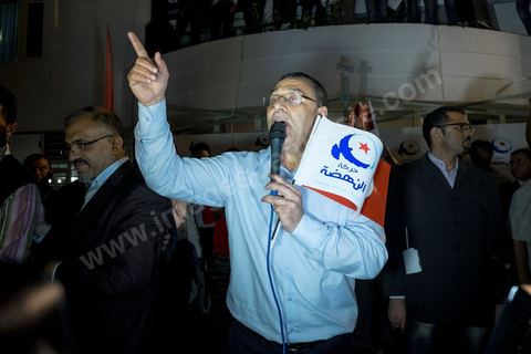 October 27, 2014: At the call of the Ennahda Party, several hundred activists gathered the day after the elections. Party leaders thanked the activists for their commitment and acknowledged their defeat in the elections. Rached Ghannouchi, president of the Islamist party, thanked the activists in his speech and acknowledged the defeat. 