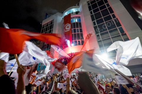 October 27, 2014: At the call of the Ennahda Party, several hundred activists gathered the day after the elections. Party leaders thanked the activists for their commitment and acknowledged their defeat in the elections. Rached Ghannouchi, president of the Islamist party, thanked the activists in his speech and acknowledged the defeat. 