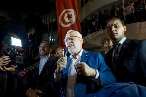 October 27, 2014: At the call of the Ennahda Party, several hundred activists gathered the day after the elections. Party leaders thanked the activists for their commitment and acknowledged their defeat in the elections. Rached Ghannouchi, president of the Islamist party, thanked the activists in his speech and acknowledged the defeat. 