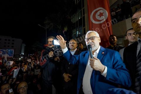October 27, 2014: At the call of the Ennahda Party, several hundred activists gathered the day after the elections. Party leaders thanked the activists for their commitment and acknowledged their defeat in the elections. Rached Ghannouchi, president of the Islamist party, thanked the activists in his speech and acknowledged the defeat. 