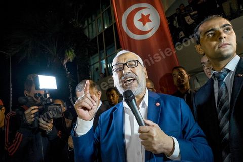 October 27, 2014: Speech by Rached Ghannouchi, President of the Islamist Ennahda Party. At the call of the Ennahda Party, several hundred supporters gathered the day after the elections. Party leaders thanked the activists for their commitment and acknowledged their defeat in the elections. Rached Ghannouchi, president of the Islamist party, thanked the activists in his speech and acknowledged the defeat. 