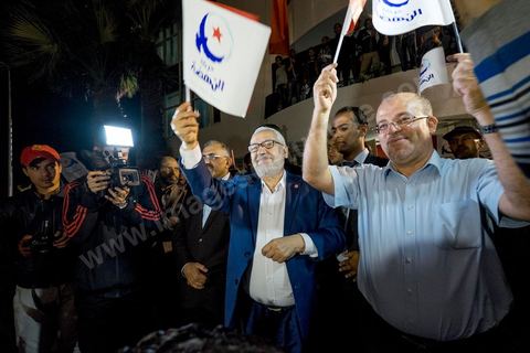 October 27, 2014: At the call of the Ennahda Party, several hundred activists gathered the day after the elections. Party leaders thanked the activists for their commitment and acknowledged their defeat in the elections. Rached Ghannouchi, president of the Islamist party, thanked the activists in his speech and acknowledged the defeat. 