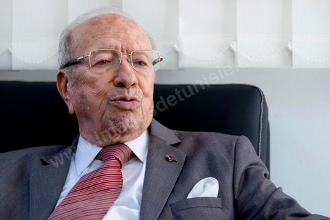 29 octobre 2014 : portrait de Béji Caïd Essebsi, Président du parti Nidaa Tounes, dans son bureau au siège du parti Nidaa Tounes. Nidaa Tounes, parti créé il y a deux ans, est sorti premier des élections législatives. 