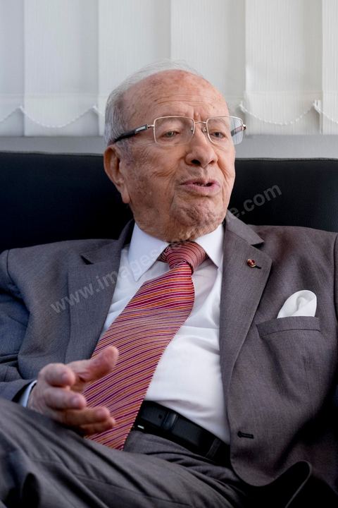 29 octobre 2014 : portrait de Béji Caïd Essebsi, Président du parti Nidaa Tounes, dans son bureau au siège du parti Nidaa Tounes. Nidaa Tounes, parti créé il y a deux ans, est sorti premier des élections législatives. 
