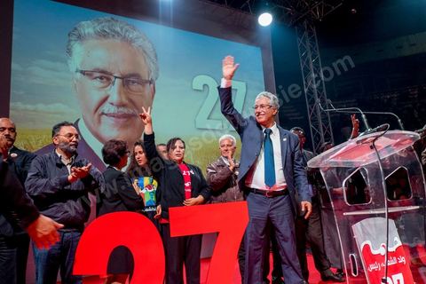 16 novembre 2014 : grand meeting politique du Front populaire, troisième force politique du pays, dans le cadre de la candidature de son président Hamma Hammami à la présidence de la république pour les élections du 23 novembre. Dans un long discours de plus d'une heure, Hammami, a assuré qu'il travaillera à l'installation d'une justice sociale et d'un équilibre entre les différentes régions du pays, avant de finir son meeting avec sa femme Radia Nasraoui, sa fille et tous ses amis et leaders du parti.