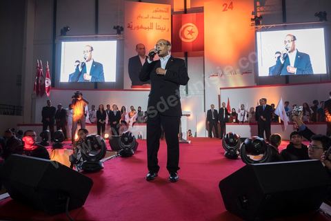 21 novembre 2014 : Meeting de cloture de Moncef Marzouki, président de la république en exercice, à Hammam Lif, le 21 novembre 2014, pour le 1er tour l'élection présidentielle du 23 novembre 2014.