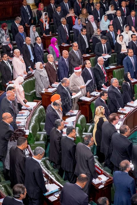 December 2, 2014: The 217 new members of parliament took the oath of office on the Quran during the first meeting of the 217 members of the Assembly of the Representatives of the People (ARP) elected on October 26, an election won by the Nidaa Tounès party (86 seats) ahead of the Islamist Ennahda party (69 seats), which had held the majority until then. This first meeting was presided over by longtime activist Ali Ben Salem, in his capacity as the senior-most member of this new assembly