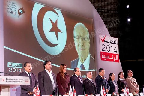 December 22, 2014: At the media center of the ISIE (Independent High Authority for Elections), Chafik Sarsar, president, and the members, announced the final results of the presidential election, which gave Beji Caïd Essebsi a landslide victory with 55.68% of the vote, compared to 44.32% for outgoing President Moncef Marzouki, in Tunisia’s first free presidential election.