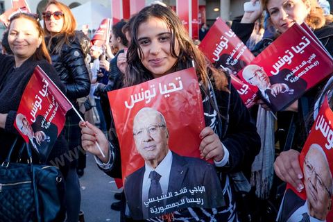 December 22, 2014: The “bajboujettes”—a nickname given to the large number of female supporters of Beji Caïd Essebsi, the anti-Islamist candidate—gathered in front of the party’s campaign headquarters in the very upscale Berges du Lac neighborhood of Tunis as soon as the victory was officially announced.