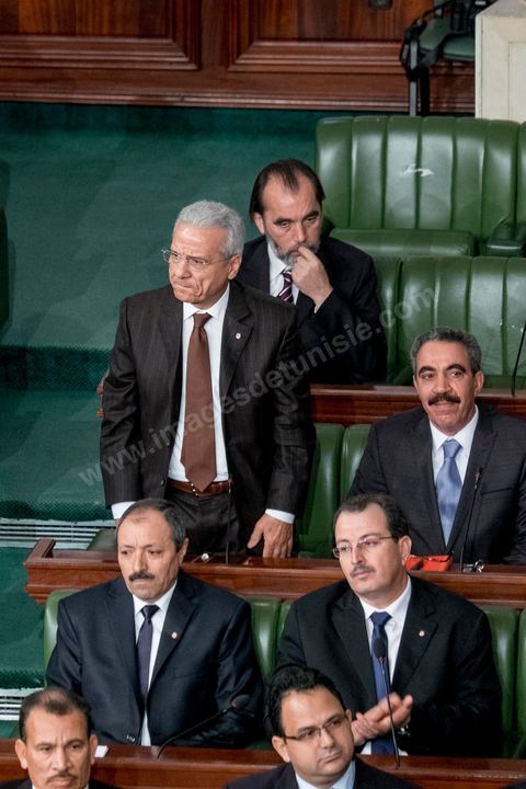 4 février 2015 : Mahmoud Ben Romdhane, Ministre des Transports. Présentation du nouveau gouvernement de Habib Essid et discours de politique générale du nouveau Premier Ministre Habib Essid avant le vote de confiance au gouvernement à l'assemblée des Représentants du Peuple.