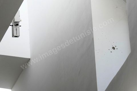 March 19, 2015: Bullet holes in the walls of the museum’s entrance hall. Authorities granted the press access to the entrance hall of the Bardo Museum in Tunis—the site of the terrorist attack that claimed the lives of 19 Tunisian and foreign victims—as part of a press conference.