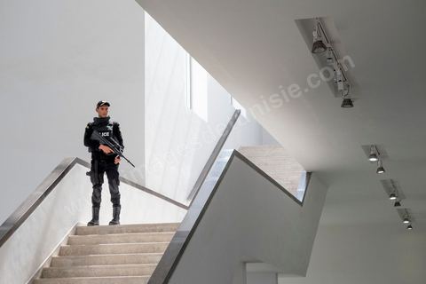 March 19, 2015: As part of a press conference, authorities granted the press access to the entrance hall of the Bardo Museum in Tunis, the site of the terrorist attack that claimed the lives of 19 Tunisian and foreign victims.