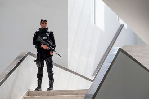March 19, 2015: As part of a press conference, authorities granted the press access to the entrance hall of the Bardo Museum in Tunis, the site of the terrorist attack that claimed the lives of 19 Tunisian and foreign victims.