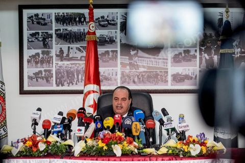 26 mars 2015 : Conférence de presse du ministre de l’Intérieur Najem Gharsalli, à la Direction générale des unités d’intervention à Bouchoucha. Il est revenu sur les détails de l’attaque terroriste du 18 mars, au musée du Bardo.