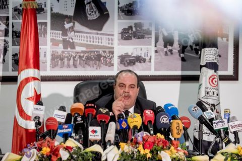 26 mars 2015 : Conférence de presse du ministre de l’Intérieur Najem Gharsalli, à la Direction générale des unités d’intervention à Bouchoucha. Il est revenu sur les détails de l’attaque terroriste du 18 mars, au musée du Bardo.