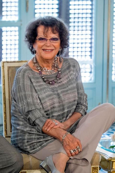 April 18, 2015: Claudia Cardinale at the Presidential Palace in Carthage; Tunisian President Béji Caïd Essebsi receives the delegation. As part of efforts to promote Tunisia, French Minister of Culture Fleur Pelerin traveled to Tunisia on a trip organized by the Ministry of Tourism, accompanied by a delegation of French and Tunisian dignitaries participating in the “Tunisia: I’m Going There” communications campaign.