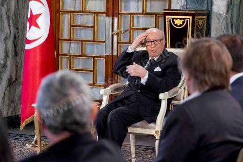 18 avril 2015 : Au palais présidentiel de Carthage, le président tunisien Béji Caïd Essebsi reçoit la délégation. Dans le cadre de la promotion de la Tunisie, la ministre française de la Culture Fleur Pelerin s'est rendue en Tunisie dans un voyage organisé par le ministère du tourisme avec une délégation de personnalités françaises et tunisiennes qui participent à la campagne de communication "La Tunisie, moi j'y vais".