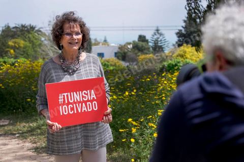 April 18, 2015: Claudia Cardinale poses for the campaign to promote Tunisian tourism in Italy. As part of efforts to promote Tunisia, French Minister of Culture Fleur Pelerin traveled to Tunisia on a trip organized by the Ministry of Tourism, accompanied by a delegation of French and Tunisian dignitaries participating in the “Tunisia, I’m Going There” communications campaign.
