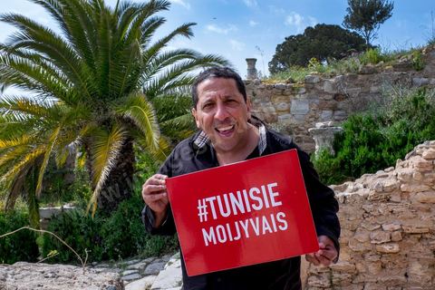 April 18, 2015: Smain poses for the Tunisian tourism promotion campaign in France. As part of efforts to promote Tunisia, French Minister of Culture Fleur Pelerin traveled to Tunisia on a trip organized by the Ministry of Tourism, accompanied by a delegation of French and Tunisian dignitaries participating in the “Tunisia, I’m Going There” communications campaign.