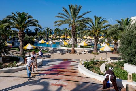 June 26, 2015: While shocked tourists continue to mill around the pool area, where hotel employees are cleaning up large amounts of blood.  Terrorist attack at a hotel in the tourist area of Port El Kantaoui, north of Sousse. A young Tunisian terrorist opened fire for nearly half an hour on tourists, from the hotel beach all the way to the reception area, leaving a preliminary death toll of 39 among tourists and Tunisian employees, before being shot dead by security forces. The Tunisian Ministry of Health states that among the injured are people of British, Belgian, German, and Norwegian nationalities, among others.