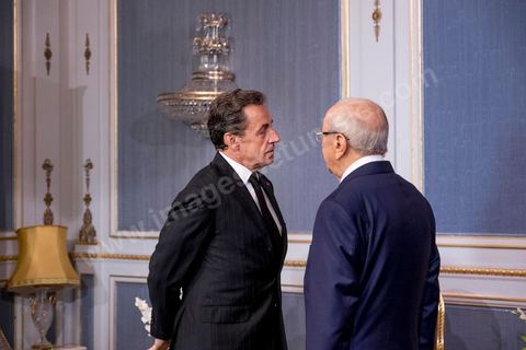 20 juillet 2015 : Rencontre au Palais présidentiel de Carthage entre Beji Caïd Essebsi, présidentd e la république tunisienne et Nicolas Sarkozy accompagné d'une délégation du parti Les Républicains. Visite de Nicolas Sarkozy en Tunisie à titre de Président du Pparti Les Républicains.