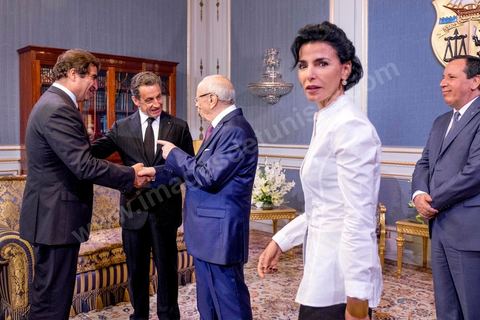 20 juillet 2015 : Rencontre au Palais présidentiel de Carthage entre Beji Caïd Essebsi, présidentd e la république tunisienne et Nicolas Sarkozy accompagné d'une délégation du parti Les Républicains. Visite de Nicolas Sarkozy en Tunisie à titre de Président du Pparti Les Républicains.