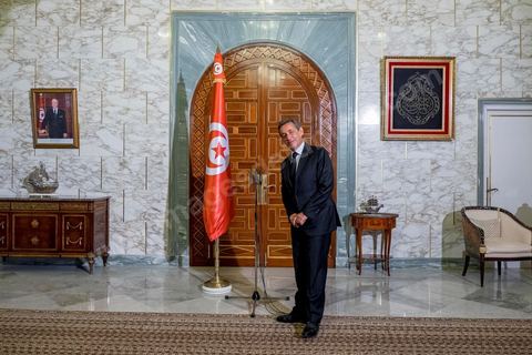 20 juillet 2015 : Point de presse suite à la rencontre au Palais présidentiel de Carthage entre Beji Caïd Essebsi, présidentd e la république tunisienne et Nicolas Sarkozy accompagné d'une délégation du parti Les Républicains. Visite de Nicolas Sarkozy en Tunisie à titre de Président du Pparti Les Républicains.