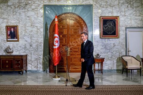 20 juillet 2015 : Point de presse suite à la rencontre au Palais présidentiel de Carthage entre Beji Caïd Essebsi, présidentd e la république tunisienne et Nicolas Sarkozy accompagné d'une délégation du parti Les Républicains. Visite de Nicolas Sarkozy en Tunisie à titre de Président du Pparti Les Républicains.