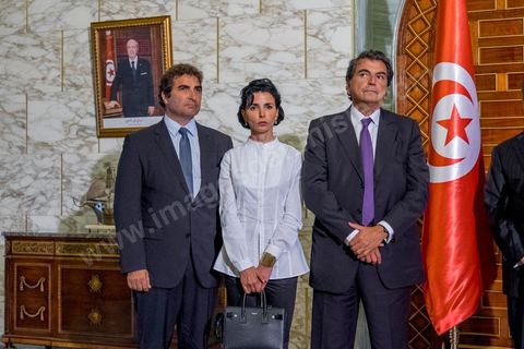 20 juillet 2015 : Point de presse suite à la rencontre au Palais présidentiel de Carthage entre Beji Caïd Essebsi, présidentd e la république tunisienne et Nicolas Sarkozy accompagné d'une délégation du parti Les Républicains. Visite de Nicolas Sarkozy en Tunisie à titre de Président du Pparti Les Républicains.