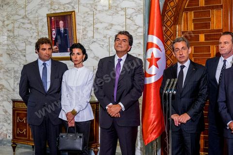 20 juillet 2015 : Point de presse suite à la rencontre au Palais présidentiel de Carthage entre Beji Caïd Essebsi, présidentd e la république tunisienne et Nicolas Sarkozy accompagné d'une délégation du parti Les Républicains. Visite de Nicolas Sarkozy en Tunisie à titre de Président du Pparti Les Républicains.