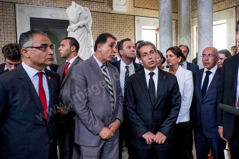 20 juillet 2015 : Viste des salles du musée du Bardo lieu de l'attaque terroriste du 18 mars. Visite de Nicolas Sarkozy en Tunisie à titre de Président du Pparti Les Républicains.