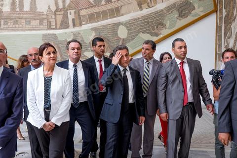 20 juillet 2015 : Viste des salles du musée du Bardo lieu de l'attaque terroriste du 18 mars. Visite de Nicolas Sarkozy en Tunisie à titre de Président du Pparti Les Républicains.