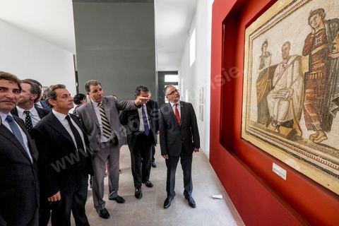 20 juillet 2015 : Viste des salles du musée du Bardo lieu de l'attaque terroriste du 18 mars. Visite de Nicolas Sarkozy en Tunisie à titre de Président du Pparti Les Républicains.