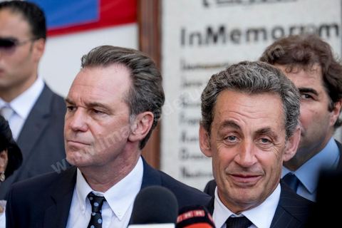 20 juillet 2015 : Point de presse devant le musée du Bardo de Nicolas Sarkozy. Visite de Nicolas Sarkozy en Tunisie à titre de Président du Pparti Les Républicains.