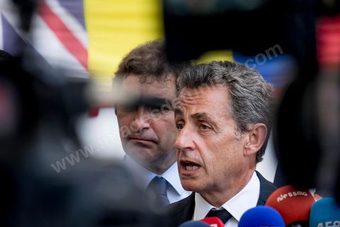 20 juillet 2015 : Point de presse devant le musée du Bardo de Nicolas Sarkozy. Visite de Nicolas Sarkozy en Tunisie à titre de Président du Pparti Les Républicains.