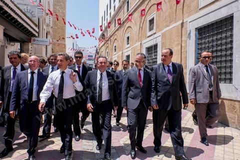 20 juillet 2015 : Visite de la medina de Tunis de Nicolas Sarkozy et de la délégation du parti Les Républicains. Visite de Nicolas Sarkozy en Tunisie à titre de Président du Pparti Les Républicains.