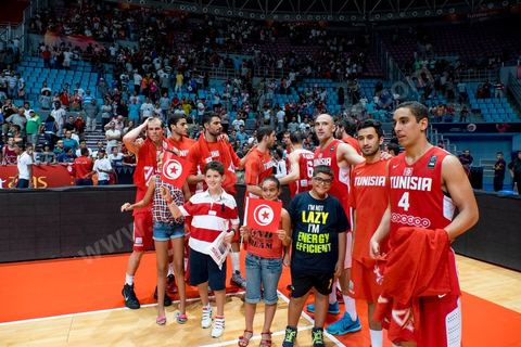 August 23, 2015: At the end of Tunisia’s final group-stage game against Nigeria at AfroBasket Tunisia 2015. Tunisia won (70–59) and finished first in its group.