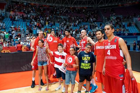 August 23, 2015: At the end of Tunisia’s final group-stage game against Nigeria at AfroBasket Tunisia 2015. Tunisia won (70–59) and finished first in its group.